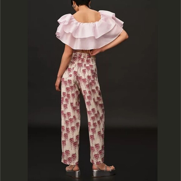 Stella Nova Sookie Silk Spandex Pleated Pants Lightweight Size 2 Pink Cream - Picture 5 of 13